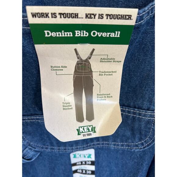 NWT Key Denim Bob Overalls size 46x30 - Picture 4 of 4
